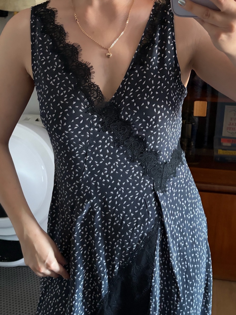 Lewit Navy 100% silk and lace dress